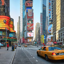 yellow cab in times square in New York City