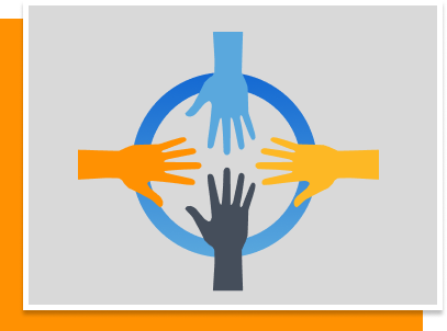 graphic of four hands in a circle